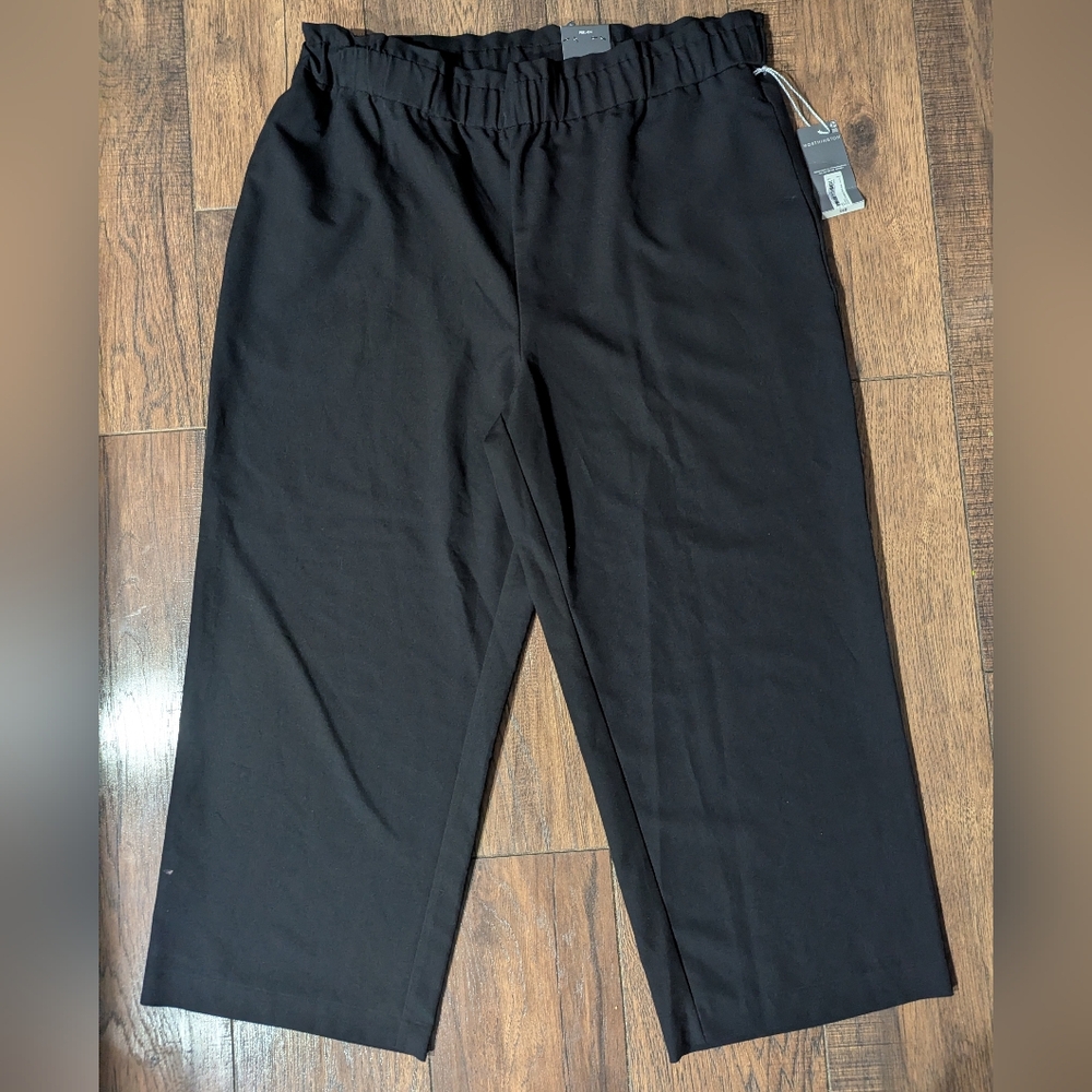 Worthington Womens Plus Black Pull On Straight Leg Comfort Trousers Size XXL NWT